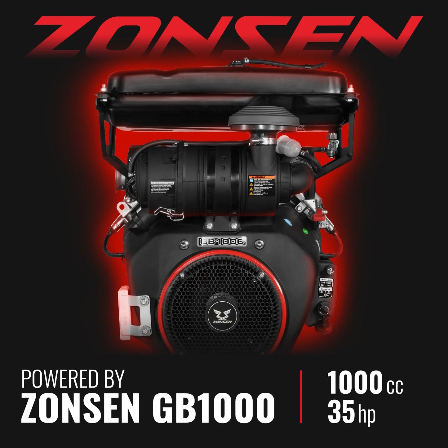 8 inch ZONSEN E-Start 1000cc 35hp Gas Powered 4 - Wheel Drum Wood Chipper with Taillight , B200